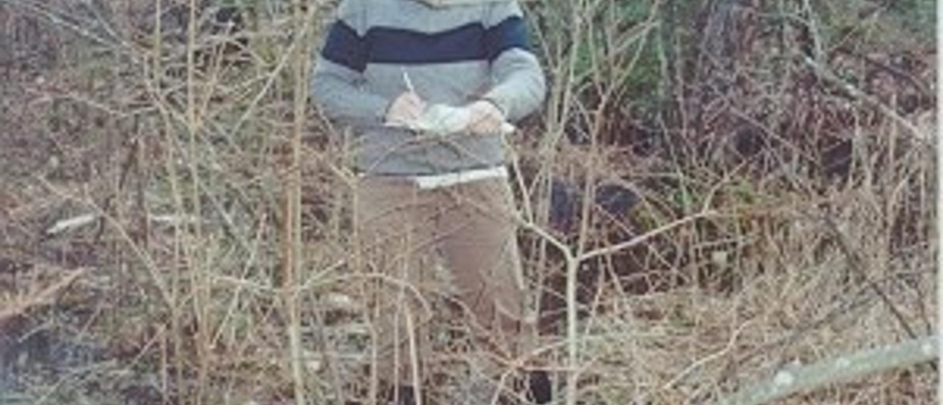 Taking data in the swamp in the fall. 	